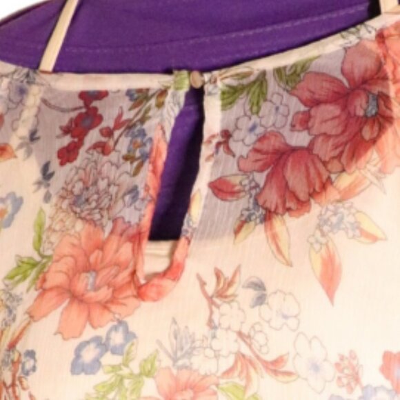 🎊3 FOR $10  ROSEY BURG WOMENS MEDIUM  FLORAL LIGHT WAIGHT BLOUSE - Picture 2 of 4